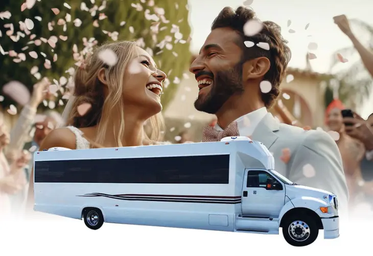 Luxury bus rental for a wedding celebration